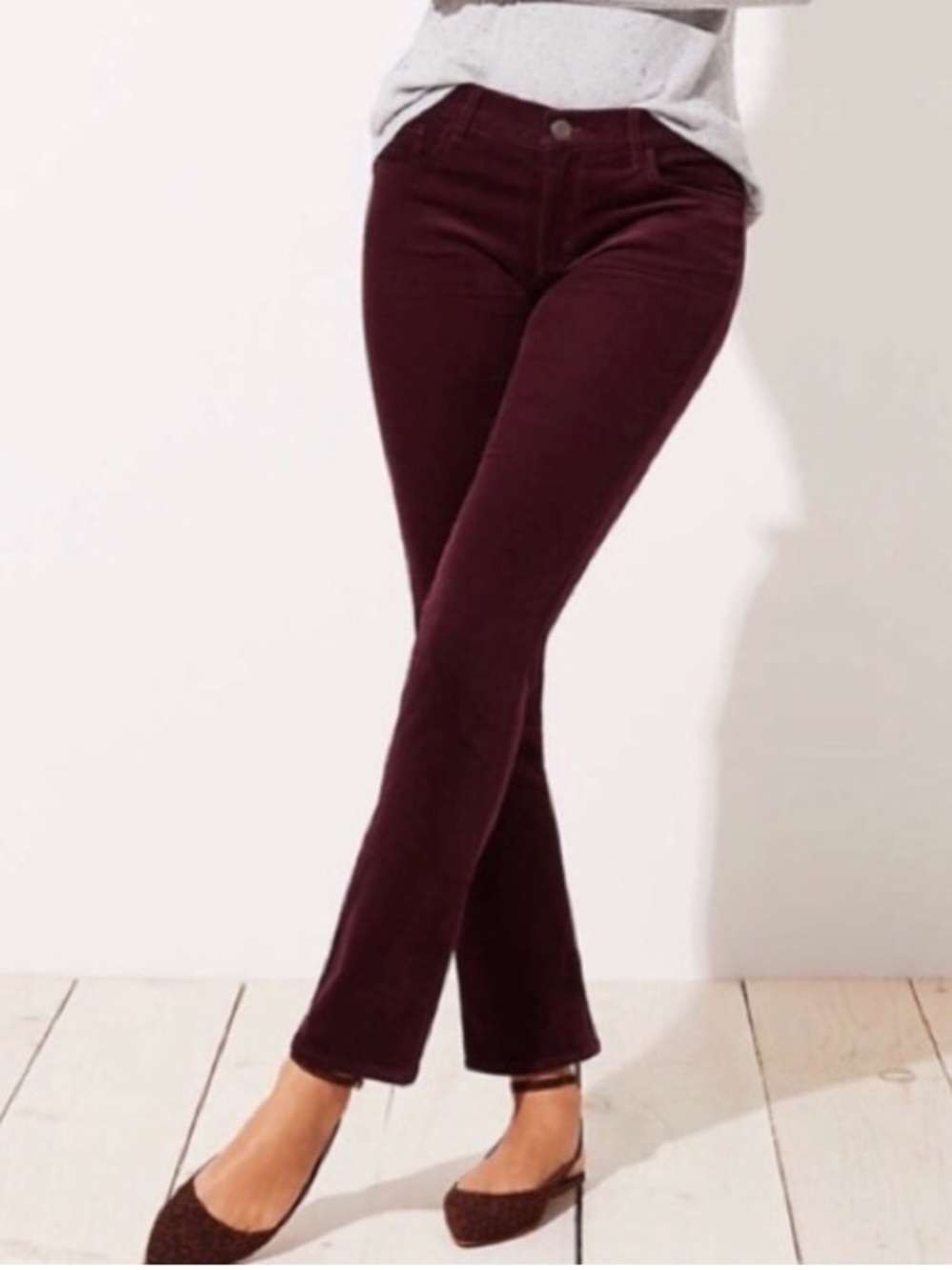 LOFT | Straight Leg Corduroy in Deep Plum